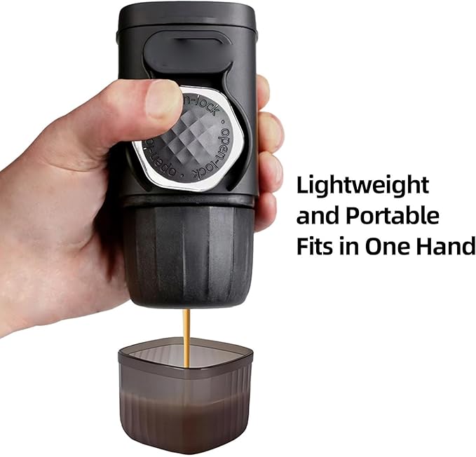 Espresso Maker Portable ABS Travel Coffee Maker with 15 Bar Pressure for Camping and Outdoor Use
