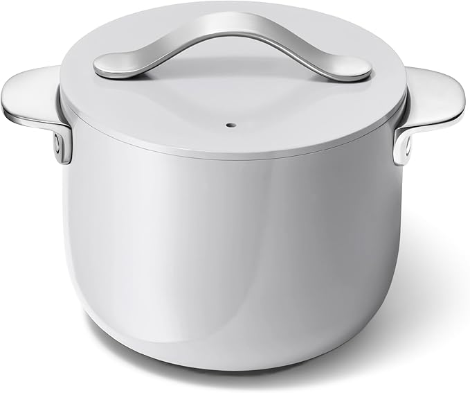 Caraway Petite Cooker - 2 Qt Ceramic Coated Pot - Free From Forever Chemicals - Perfect for Rice Grains or Sauces - Gray