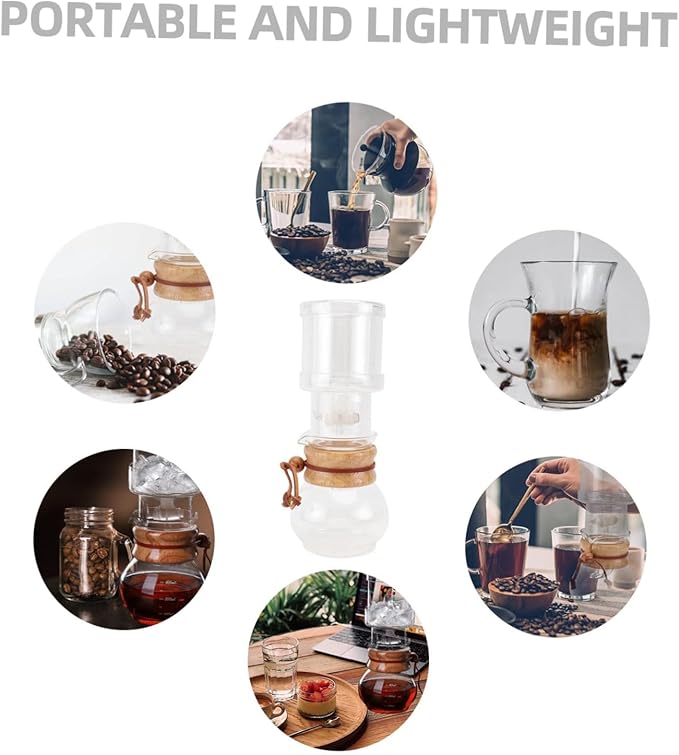 Mikinona 1set Glass Cold Brew Coffee Pot Drip Coffee Maker for Easy Brewing Lightweight and Portable Design for Use Safe Material Beautiful Appearance