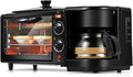 Multifunctional Breakfast Machine Household 3 in 1 Electric Mini Drip American Bread Machine Mini Oven Coffee Maker for Home Office Without Cover (with Cover)
