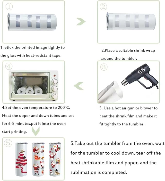 Sublimation Oven Machine 22L 110V 1500W Convection Oven for Sublimation Blanks Mugs Tumblers Cups Water Bottles Bulk Printing with Heat Resistant Tape Glove and Shrink Wrap.
