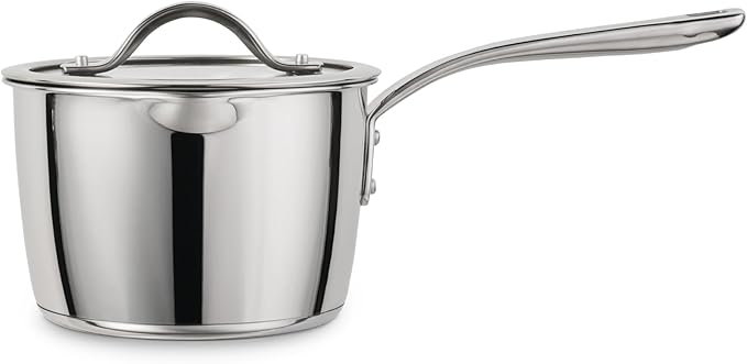 Tramontina Tempo Tri-Ply Base Stainless Steel 2-Quart Small Sauce Pan with Glass Lid Induction-Ready Saucepan Oven-Safe Dishwasher-Safe