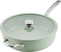 Circulon Halo with LaserDefense Ceramic Nonstick Saute Pan with Helper Handle and Lid Made without PFAS Compatible with All Stovetops Dishwasher and Oven Safe 5 Quart Multipurpose Pan - Sage