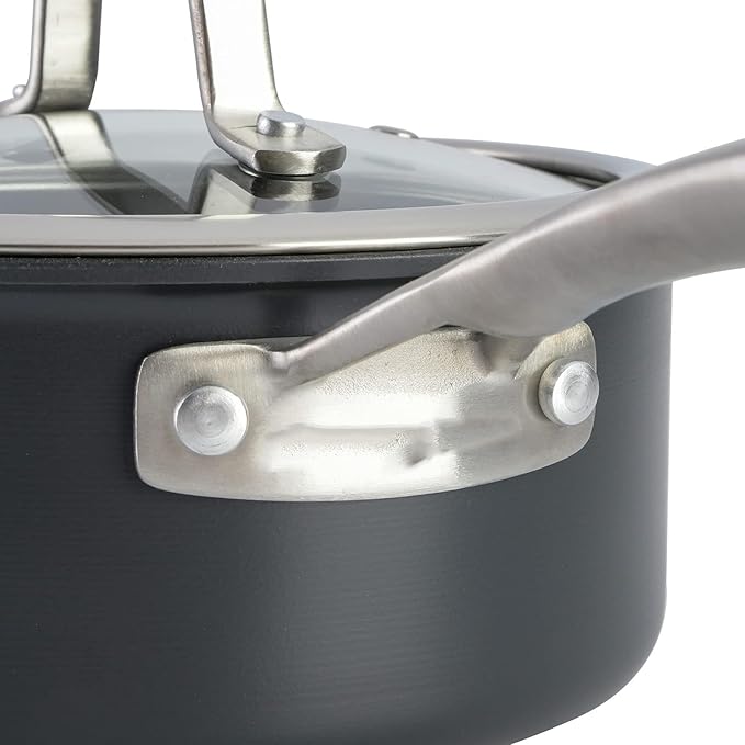 10-Piece Nonstick Aluminum Cookware Set – Heavy-Gauge Pots and Pans with Teflon Interior Cool-Touch Silicone Handles Scratch-Resistant Glacier Blue Finish (Black)