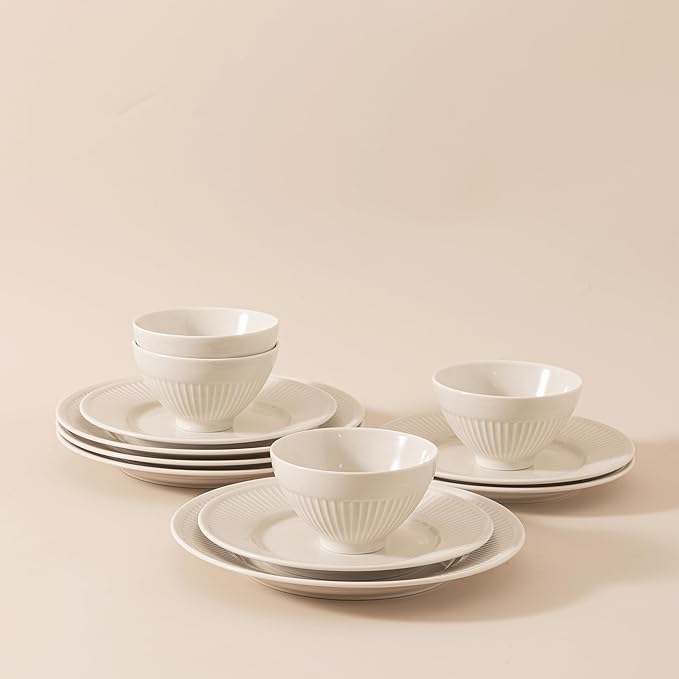 Dinnerware sets plates and bowls sets modern platesCeramic Dinnerware Sets12 Pieces Porcelain Lightweight PlatesScratch Resistant Dish Set (style - 16 4 - Set (12pcs))