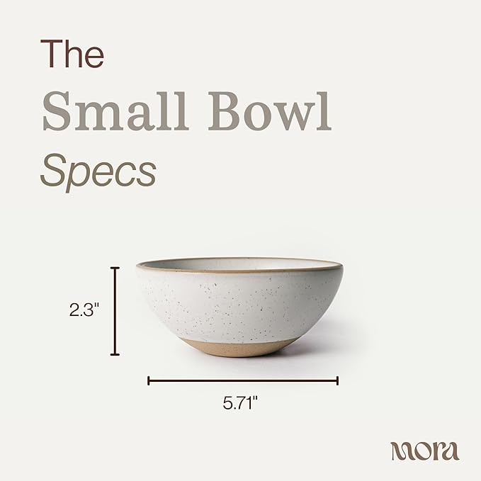 MORA Small Bowls Set of 4 16oz Ceramic Pottery Dessert Bowls - Microwave Oven and Dishwasher Safe - Oat