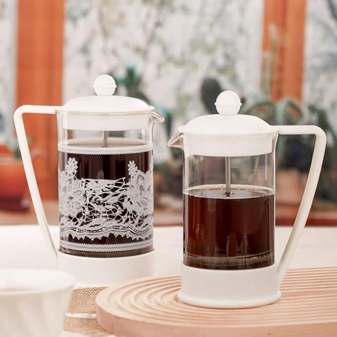 French Press Coffee Maker with Borosilicate Glass Carafe 1000ML White (Color : B)