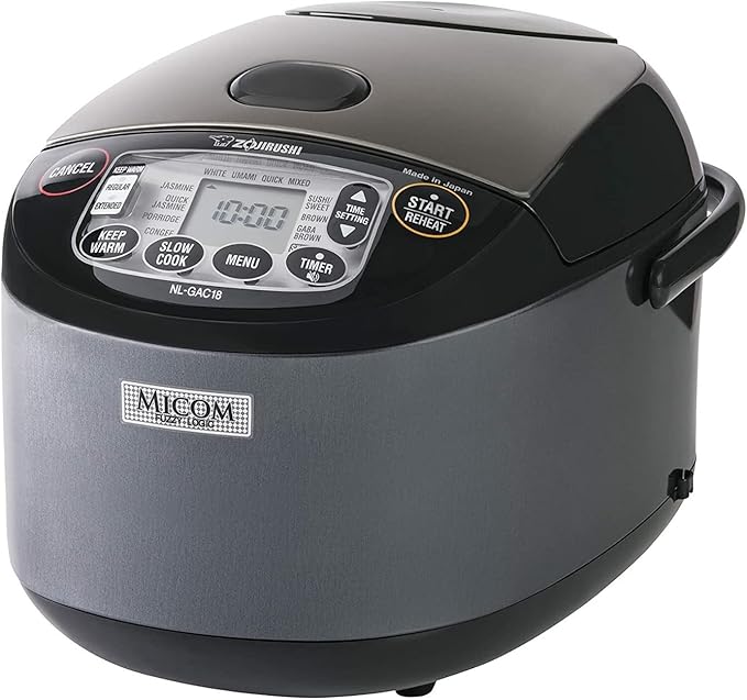 Zojirushi NL-GAC18 BM Umami Micom Rice Cooker &amp Warmer 10-Cup Metallic Black Made in Japan