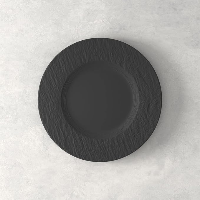 Villeroy &amp Boch Manufacture Rock 4-Piece Place Setting Dinner Plate Salad Plate Rice Bowl Pasta Bowl Premium Porcelain Made in Germany Matte Black