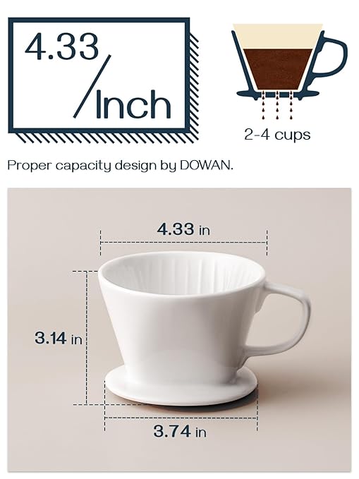 DOWAN 12OZ Coffee Cups and Pour Over Coffee Maker