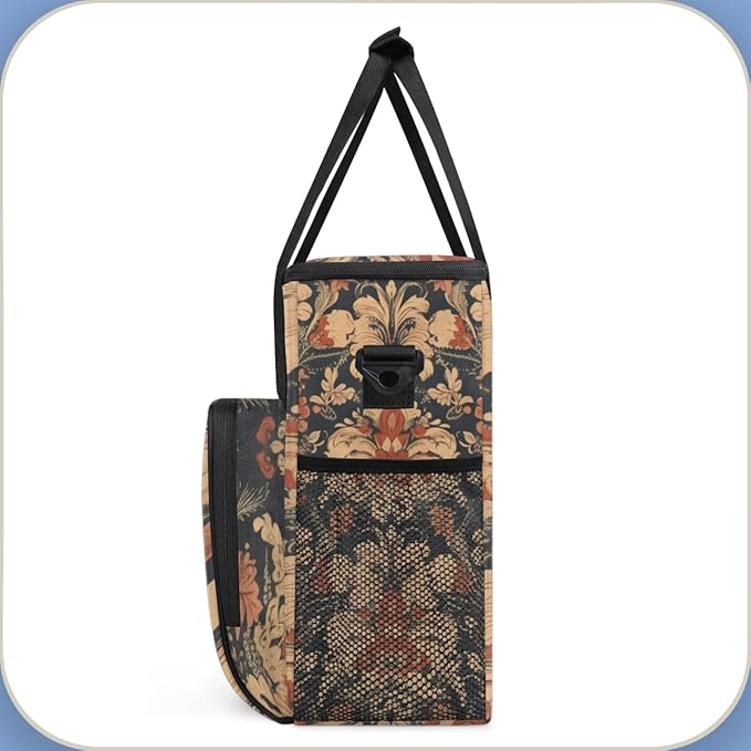 Ethnic Artistic Grunge Coffee Maker Carrying Bag Floral Travel Storage Bag Compatible with K-Mini or K-Mini Plus Single Serve Coffee Brewer Carrying Case with Multiple Pockets &amp Shoulder Strap