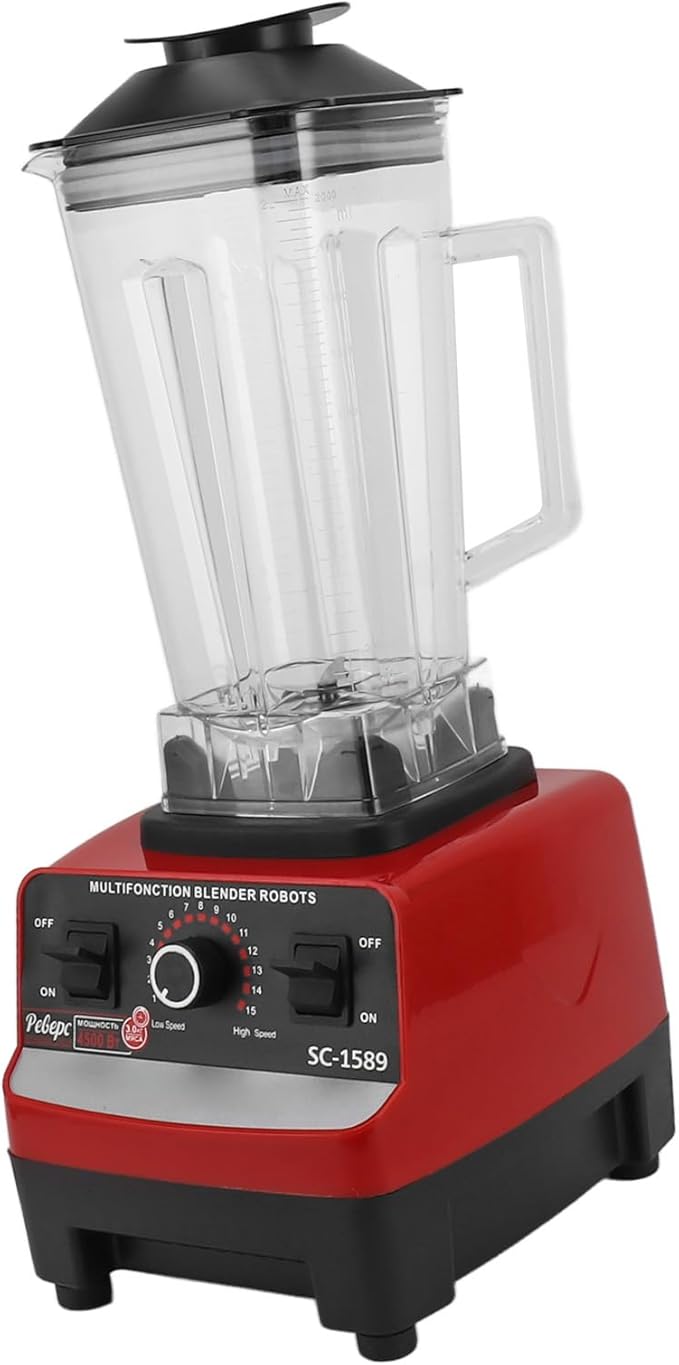 Countertop Blender 4500W Professional Blender with 6 Stainless Steel Blades Powerful Commercial Blender for Meat Ice Fruit (US Plug 110V)