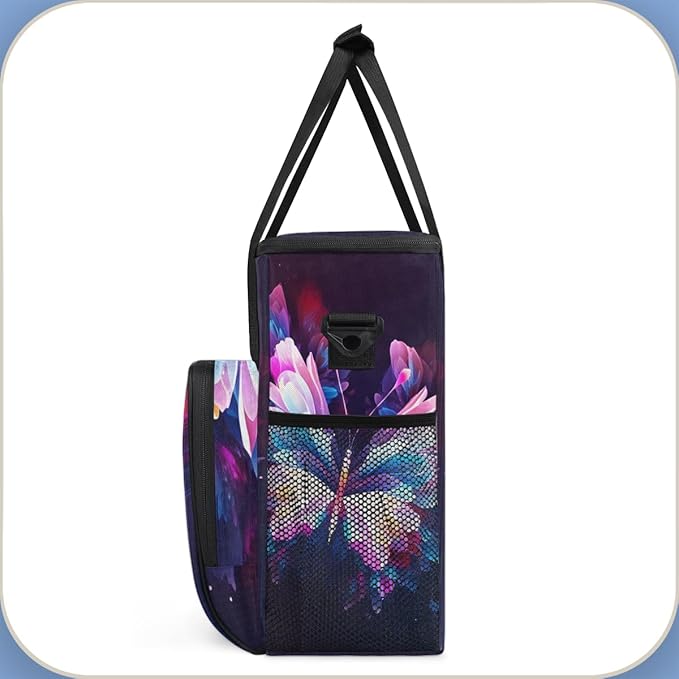 Dreamy Butterfly Coffee Maker Carrying Bag Gothic Butterfly Travel Storage Bag Compatible with K-Mini or K-Mini Plus Single Serve Coffee Brewer Carrying Case with Multiple Pockets &amp Shoulder Str