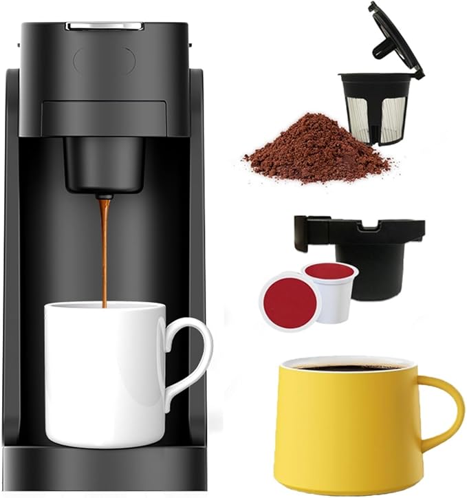 Mini Coffee MakerKCUP Capsule Coffee Maker Mini - 3s Heat-up Precise Temp Control 3 Adjustable Drip Tray BPA-Free Tank Espresso/Americano Modes for Home (Black)
