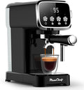 20 BAR Slim Vertical Espresso Machine with Milk Frother Built-in Cup Warmer 43 OZ Detachable Tank for Rich Espresso Americano Latte Compact Space-Saving Design Screen Button Black