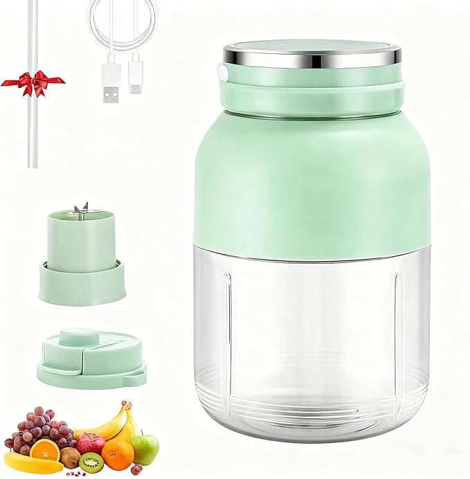 Blender Mini Japan 28/37fl Oz Hand Blender Leak Proof Design No Filter Required | Wireless | One Cup with Double Lid USB-C Rechargeable for Smoothies Shakes (1pc A 28fl Oz)