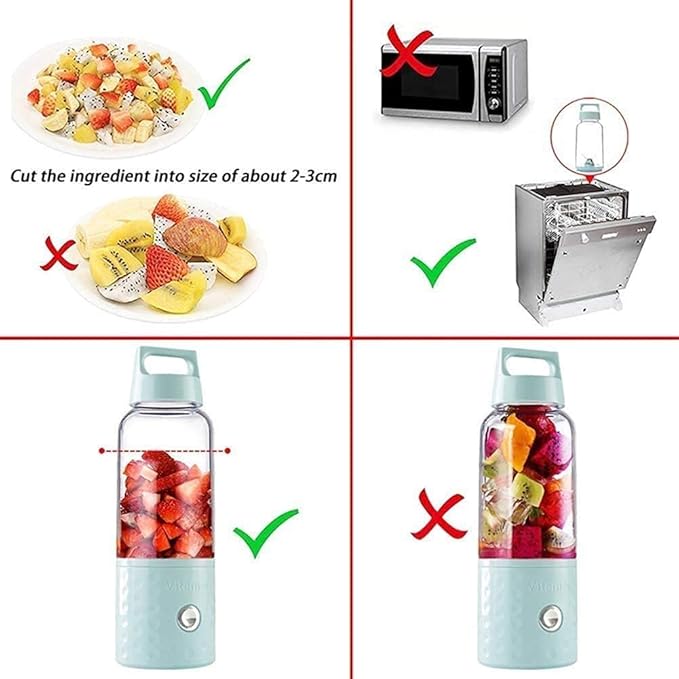 Portable BlenderSmoothie BlendersMini Travel Blender Usb Rechargeble Baby Milkshake Mixingwith Four 3D Blades 4000mAh Rechargable Battery
