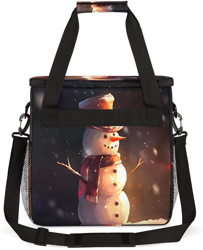Christmas Snowman Coffee Maker Carrying Bag Glitter Snowman Travel Storage Bag Compatible with K-Mini or K-Mini Plus Single Serve Coffee Brewer Carrying Case with Multiple Pockets &amp Shoulder Str