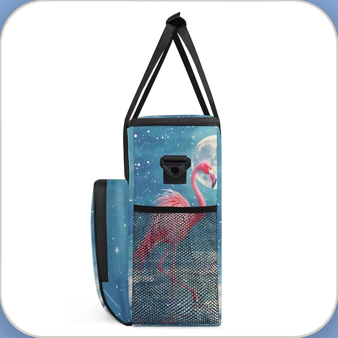 Coffee Maker Carrying Bag Moon Flamingo Single Cup Coffee Maker Travel Bag Compatible with Keurig K-Mini or K-Mini Plus Portable Storage Bag with Shoulder StrapAZ-204