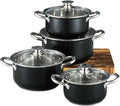 8Pcs Stainless Steel Cookware Set Leak Proof Universal Cooking Pot Combination Anti-Scratch Stockpot Cookware Suit for Soup Cooking Stove