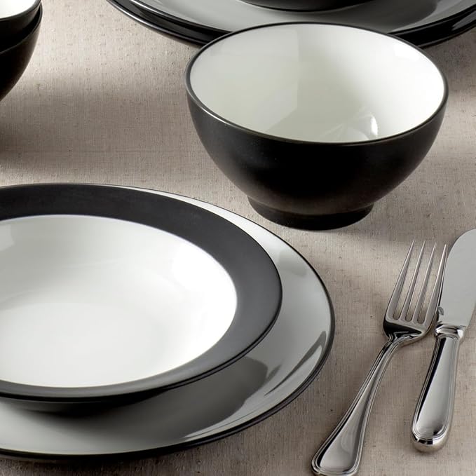Noritake Colorwave Graphite 12-Piece Coupe Dinnerware Set Service for 4
