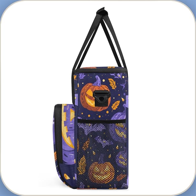 Bats Pumpkins Coffee Maker Carrying Bag Portable Travel Storage Tote Bag Compatible with K-Mini or K-Mini Plus Single Serve Coffee Brewer Carrying Case with Multiple Pockets &amp Shoulder Strap