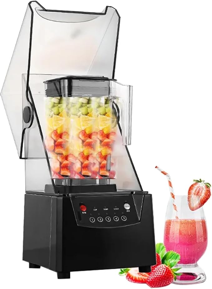 Smoothie Blender Maker Commercial Blender with Soundproof Shield17000rpm Blade Ice Crusher With Smart Control Panel for Crushing icesmoothiepureeRestaurant Bar Coffee Shop