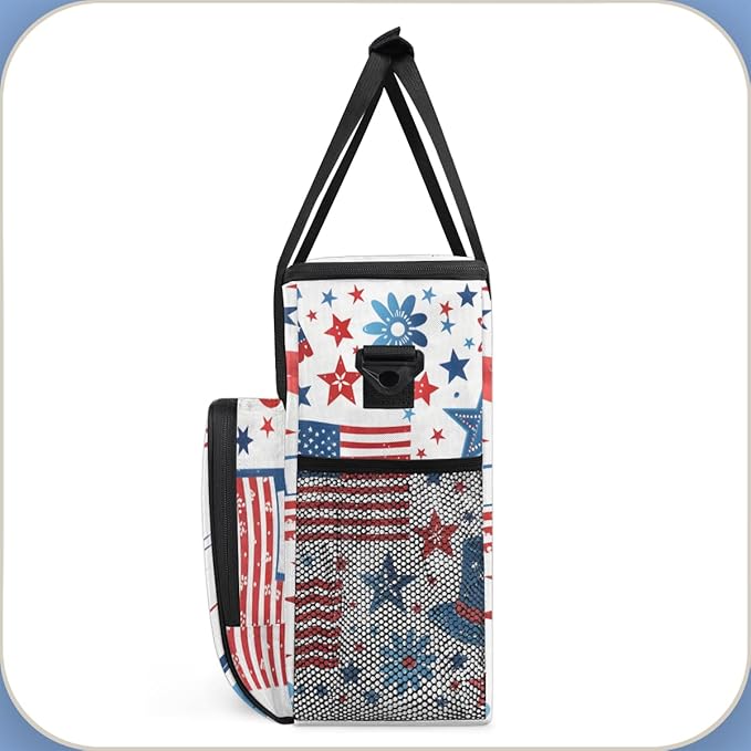 4th of JulyWaving flag Coffee Maker Carrying Bag Travel Storage Bag Compatible with K-Mini or K-Mini Plus Single Serve Coffee Brewer Carrying Case with Multiple Pockets &amp Shoulder Strap