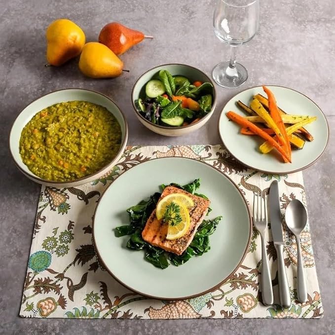 Plates and Bowls Service for 4 Classic Ceramic Round Bowl Dinnerware Set 16pcs