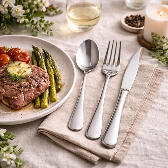 Silverware Set 30-Piece Stainless Steel Flatware Cutlery Set for 6 Mirror Polished Dishwasher Safe Tableware Set for Home Kitchen Wedding Party
