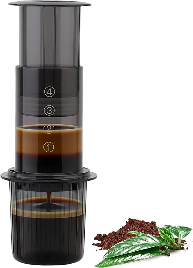 Portable Coffee Maker for Camping &amp Travel Coffee Press - All-in-One French Press Pour-Over &amp Espresso Style Manual Brewer Small Coffee Maker for Full Bodied Coffee Without Grit Less Bitte