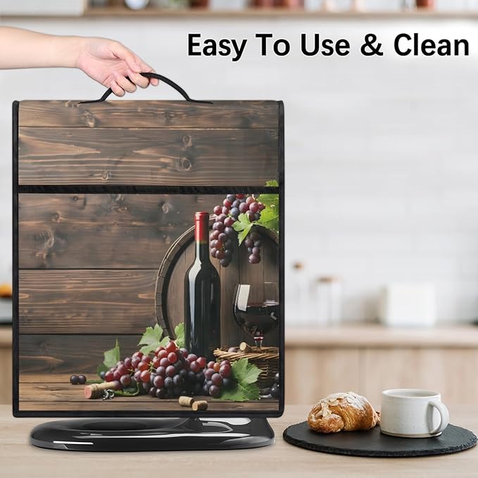 cfpolar Kitchen Aid Mixer Cover Compatible with 6-8 Quarts Wooden Board Purple Grapes Stand Mixer Cover Kitchen Aid Mixers Accessories Appliance Organizer Bag Dust Covers with Zipper Pocket