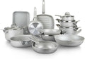 18Pcs Cookware set Made in Italy pots and pans set Nonstick kitchen set Greblon nonstick coating Healthy &amp PFOA/GenX-free Oven-safe baking pans Grey (18 Piece)