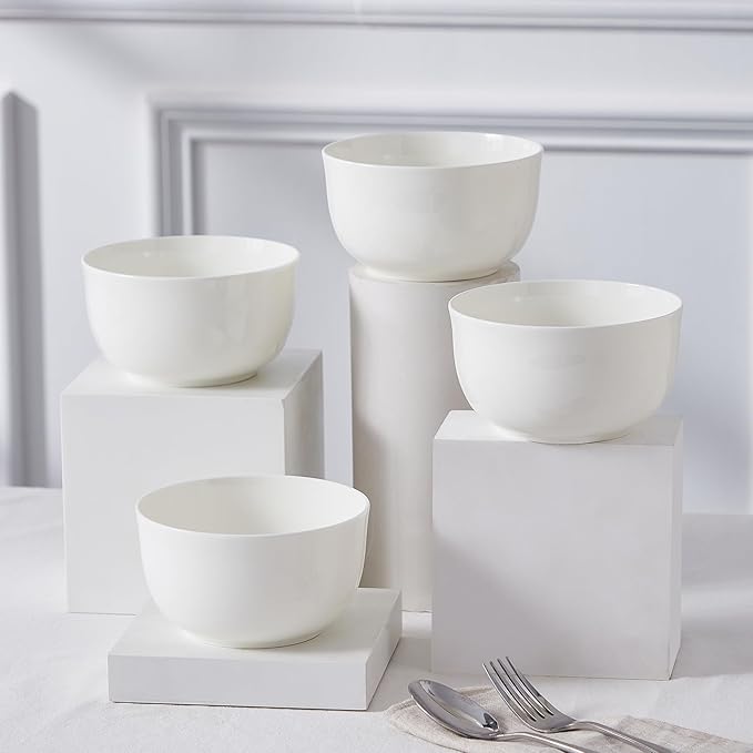16Piece Bone China Dinnerware Set with Minimalist Pure White Design Embossed Plates Bowls mugs Chip-Resistant Lightweight Elegant and Durable Service for 4 White