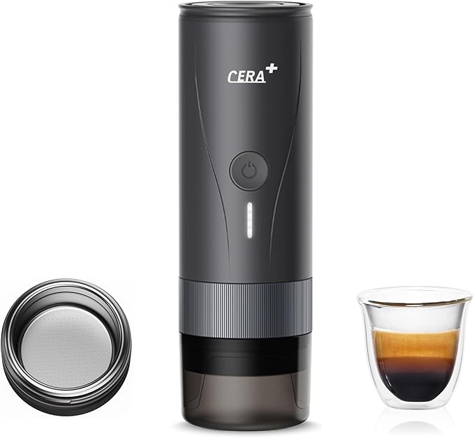 CERA+ Portable Espresso Maker Pro Version Self-Heating Professional-Level Mini Coffee Machine Compatiable with Ultra-Fine Grind For TravelCampingHiking