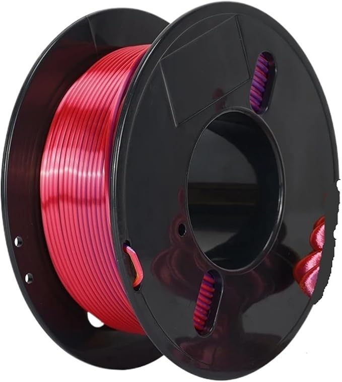 3D Printer Filament Safety Plastic Filament 200g Tri-Color Silk Rainbow PLA Filament 1.75mm Accuracy+/-0.02mm 3DPrinter Filament(Red Gold Purple)