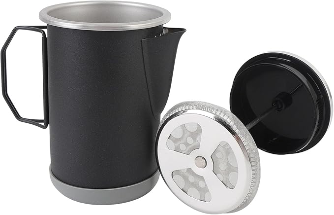 1000ML French Press Coffee Maker 304 Stainless Steel Insulated Coffee Press Portable Hand Brewed Teapot for Outdoor Camping Travel Adventures (Black)