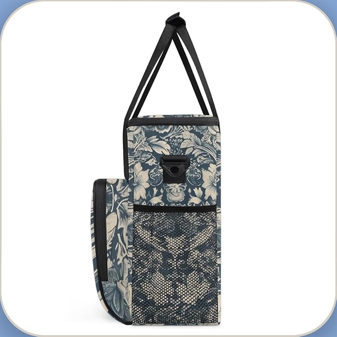Ethnic Artistic Grunge Coffee Maker Carrying Bag Flowers Travel Storage Bag Compatible with K-Mini or K-Mini Plus Single Serve Coffee Brewer Carrying Case with Multiple Pockets &amp Shoulder Strap