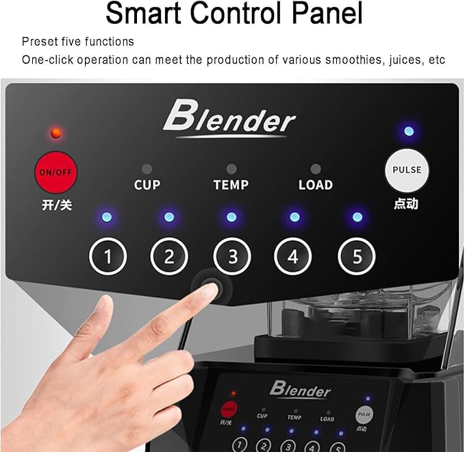 Portable Smoothie Blender 2L Professional Blender 2200W Professional Blender with Soundproof Shield with 6 17000rpm Blades and Automatic Cleaning Blender for Fruits Smoothies