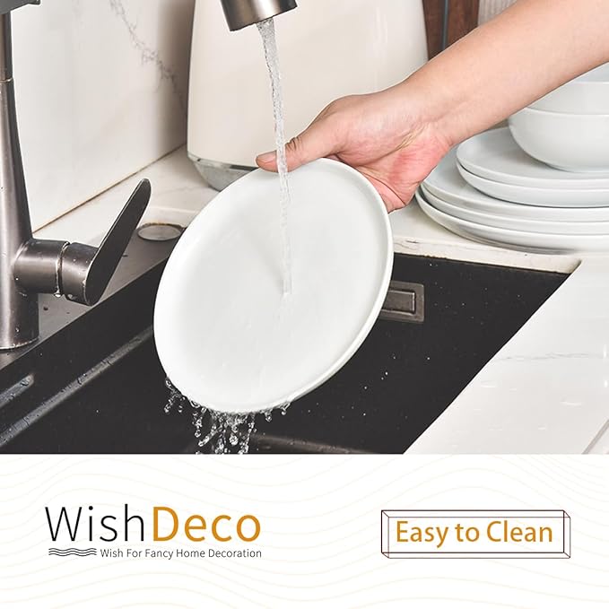 Plates and Bowls Sets 12 Pieces Dinnerware Sets Ceramic Dishes Set for 4 White Kitchen Dishware Set Microwave and Dishwasher Safe