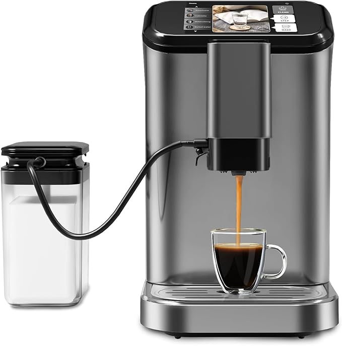 Fully Automatic Espresso Coffee Machine With Touch Screen20 Bar Espresso Machine With Automatic Milk Frothing and Adjustable Espresso Bean Grinder 1.5L Serve Coffee Maker for Home