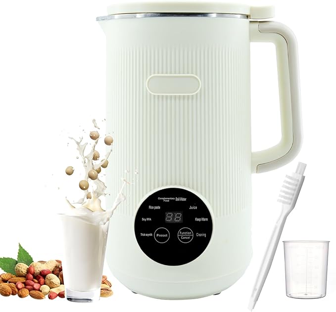 8-in-1 Automatic Soy Nut Milk Maker40oz Soy Milk Maker for Homemade AlmondOatSoy MilkRice PasteComplementary FoodJuiceMilk Maker Machine with Delay Start/Keep Warm/Self Clean/Boil Water