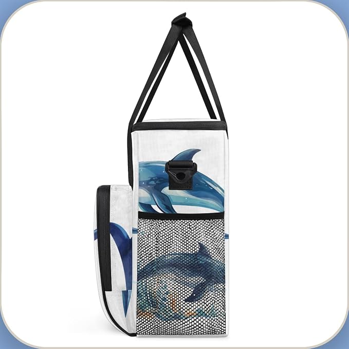 Dolphin Coffee Maker Carrying Bag Cartoon Dolphin Travel Storage Bag Compatible with K-Mini or K-Mini Plus Single Serve Coffee Brewer Carrying Case with Multiple Pockets &amp Shoulder Strap