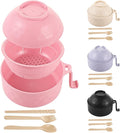 4-Piece Microwave Noodle Cooker Set with Lid Handle and 1200 Ml Bowl 4 Color Options Chopsticks Fork Spoon for Home and Travel
