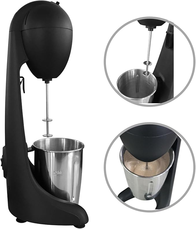 Electric Milkshake Mixer Maker Classic Milkshake Machine 2 Speed Automatic Milk Shake Mixer Drink Mixer with Stainless Steel Milkshake Mixing Cup for Cafes/Shakes/Bars Black