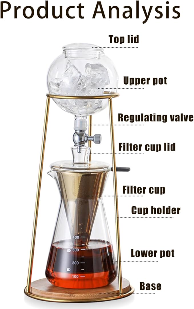 Cold Brew Maker Manual Cold Brew Coffee Tower Drip System Ice Drip Coffee Maker Drip Tower Coffee MakerLarge Capacity Reusable Iced Coffee Maker Iced Tea Maker for Cafe Home Kitchen(Color:C)