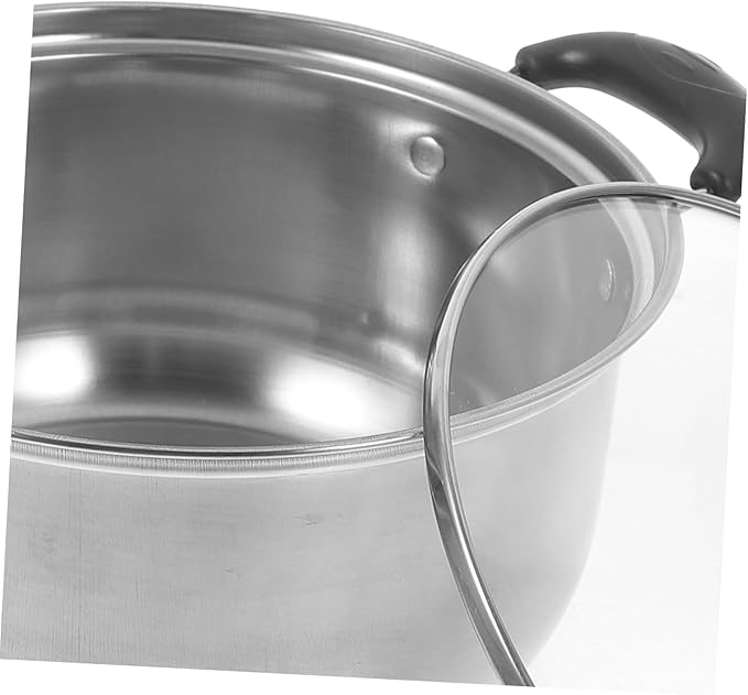 PRETYZOOM 3-Piece Stainless Steel Cookware Set Soup Pot Milk Pan Frying Pan Sturdy Kitchen Essentials for Daily Cooking Compatible Induction Cooktops Dishwasher Safe