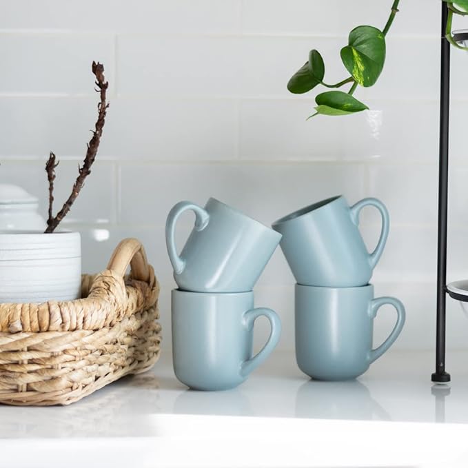 Everything Kitchens Modern Flat 16-Piece Dinnerware Set | Dusty Blue