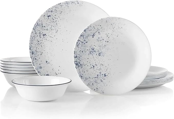 18-Piece Service for 6 Dinnerware Set Lightweight Round Plates and Bowls Family Hotel Tableware