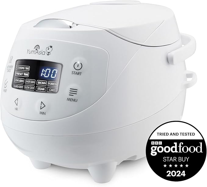 Yum Asia Panda Mini Rice Cooker With Ninja Ceramic Bowl and Advanced Fuzzy Logic (3.5 cup 0.63 litre) 4 Rice Cooking Functions 4 Multicooker functions Digital LED display - 120V